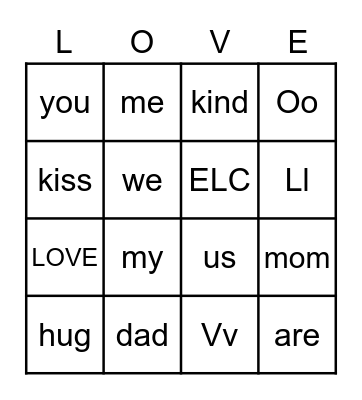 Happy Valentine's Day Bingo Card