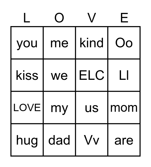 Happy Valentine's Day Bingo Card