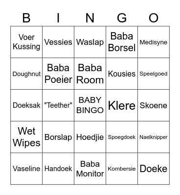 Leonie se babatee - Baby Bingo Card