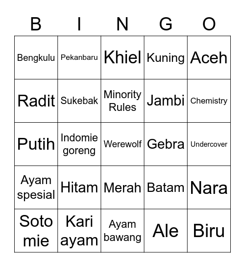 Untitled Bingo Card