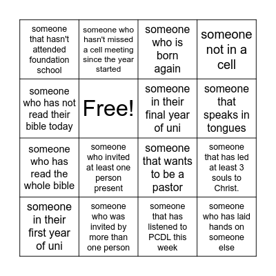 Human Bingo Card