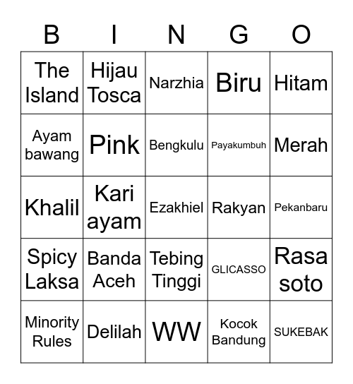 RIO Bingo Card