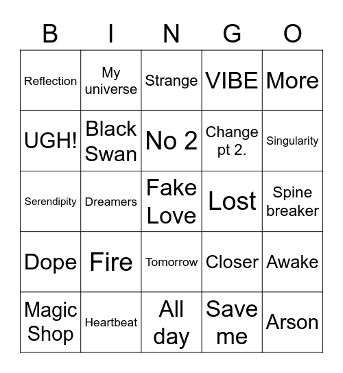 earthymyth Bingo Card