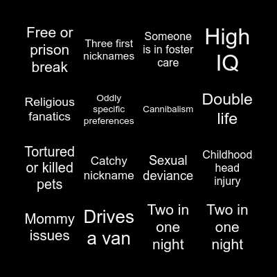 Netflix & Kill Bingo Card