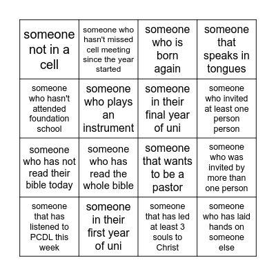 Human Bingo Card