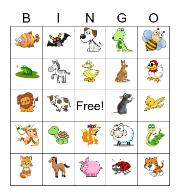 ANIMAL BINGO Card