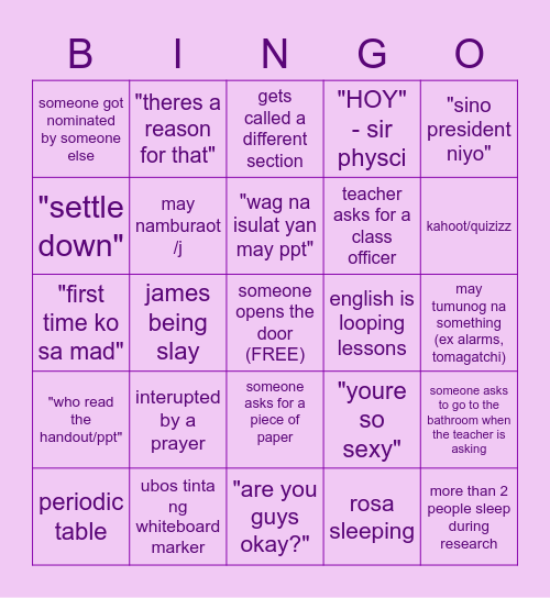 mad 1 bingo Card