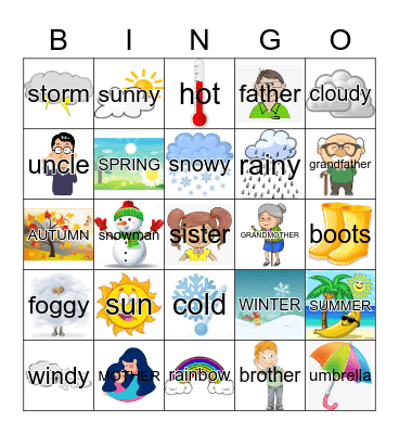 WEATHER/FAMILY Bingo Card