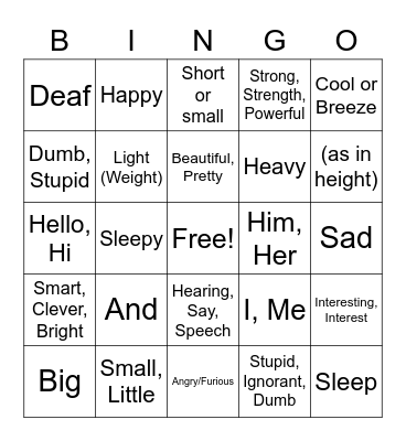 Lesson 1 First 24 Signs Bingo Card