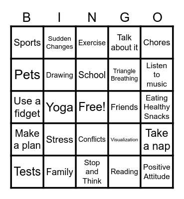 Stress Bingo Card