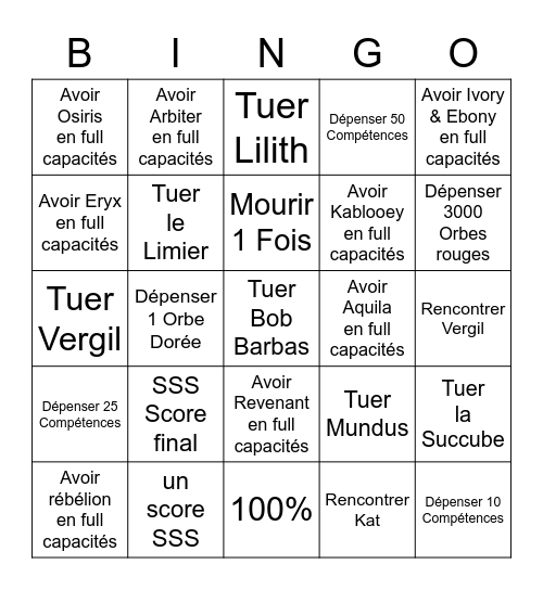 Dmc : Devil May Cry FR Bingo Card