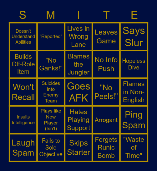 SMITE RANDOMS BINGO Card