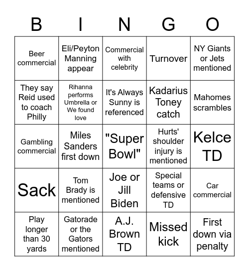 LVII Bingo Card