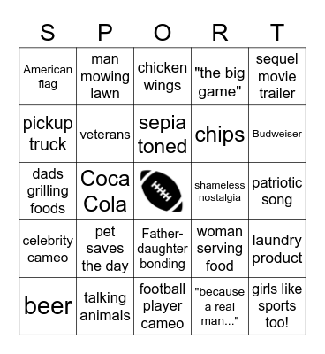 SUPERBOWL COMMERCIAL BINGO Card