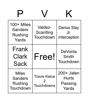 Super Bowl Blackout Bingo Card