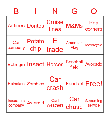 Salo Super Commercial Bingo Card