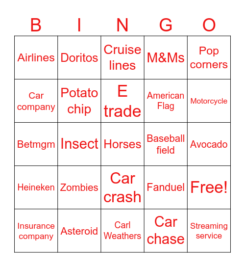 Salo Super Commercial Bingo Card