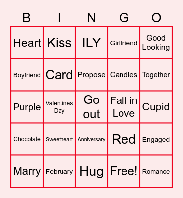 Valentine's Day Bingo Card