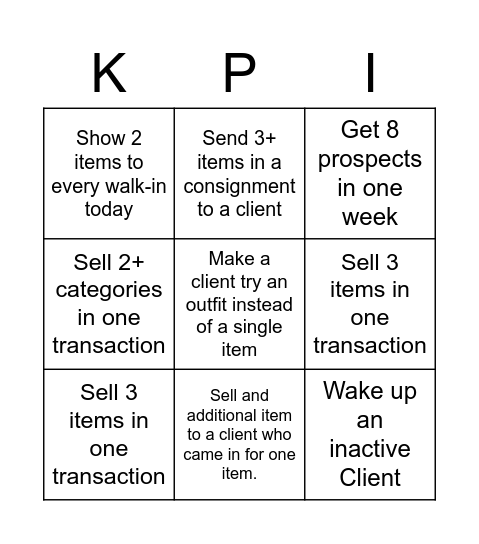 KPI Bingo! Bingo Card