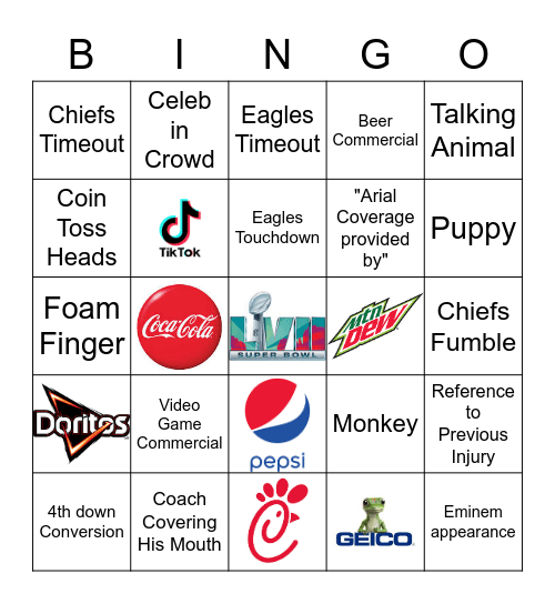 Superbowl 57 Bingo Card