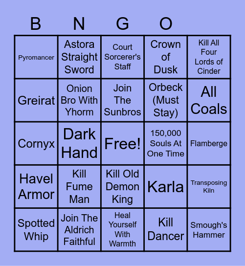 Dark Souls 3 Bingo Card