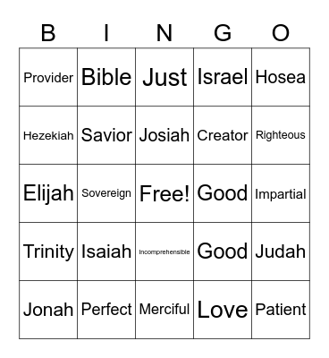 People of the Promised Land Bingo Card