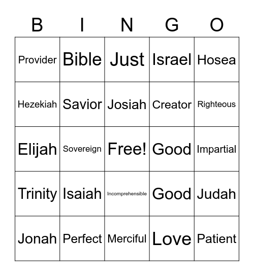 People of the Promised Land Bingo Card