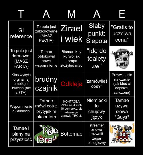 Tamae Bingo Card