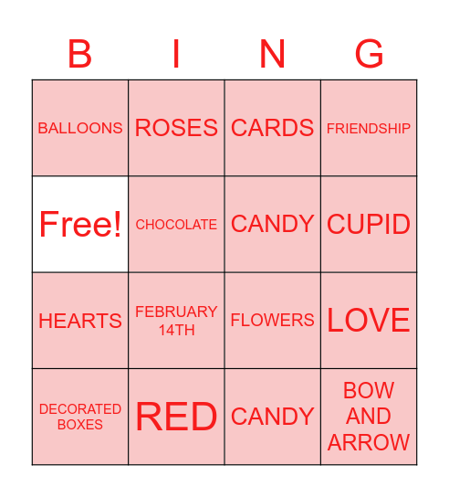 VALENTINE'S DAY Bingo Card