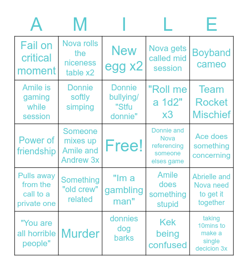 Session bingo Card