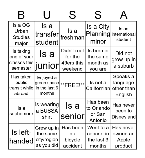 "GET-TO-YOU-KNOW" BINGO! Find a person who... Bingo Card