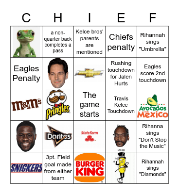 Superbowl 57 Bingo Card