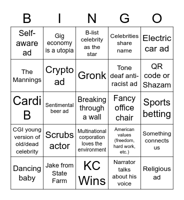 SB Commercial Bingo Card