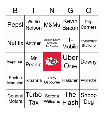 Super Bowl LVII Bingo Card