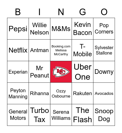 Super Bowl LVII Bingo Card