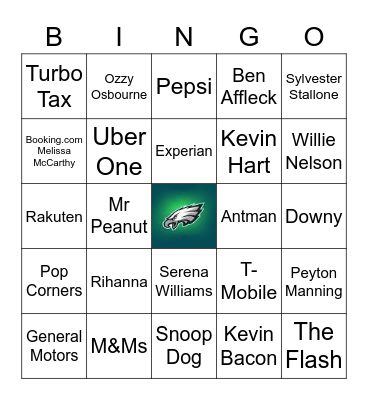 Super Bowl LVII Bingo Card