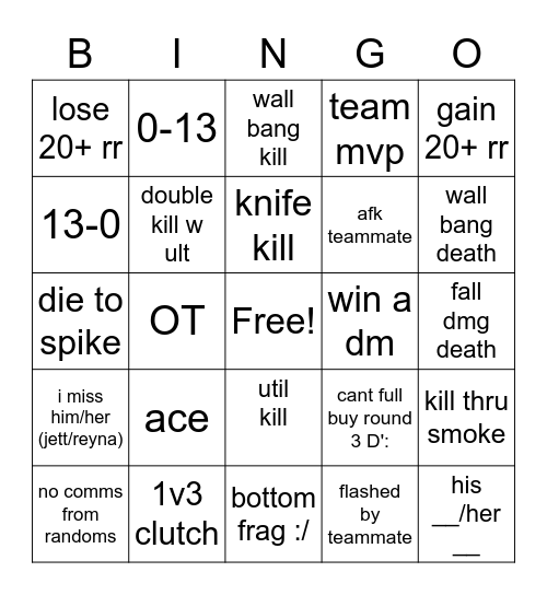 valorant bingo Card