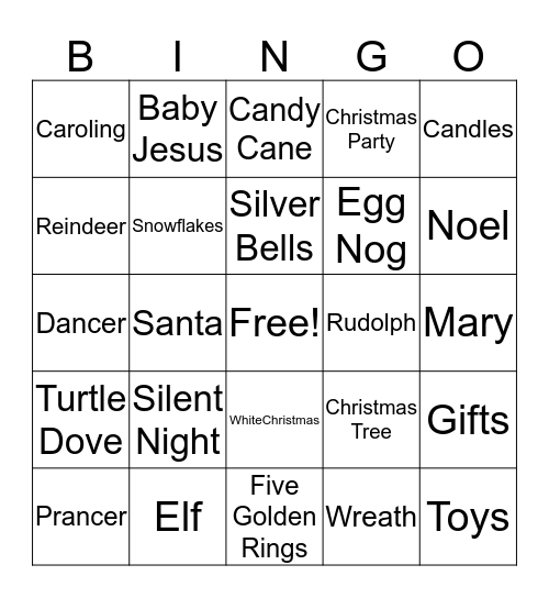 Holiday Fun Bingo Card