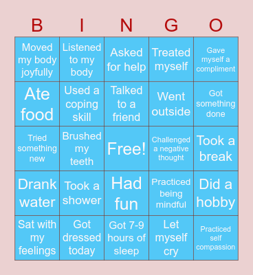 Self-Care Bingo Card