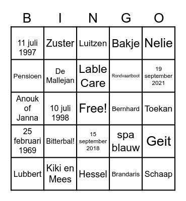 Oud en Vertrouwd Bingo Card