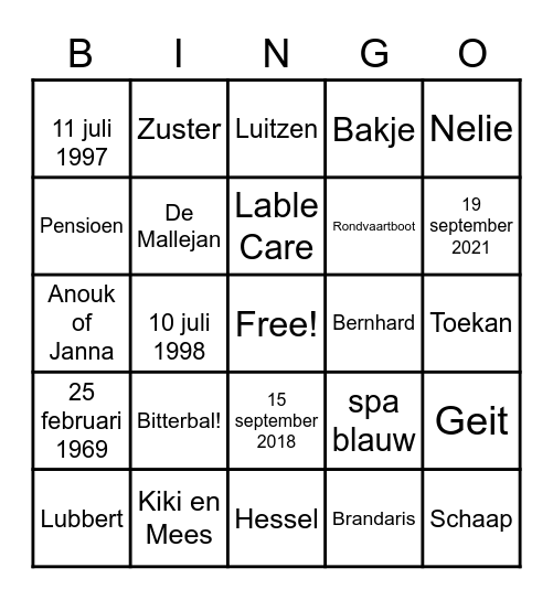 Oud en Vertrouwd Bingo Card