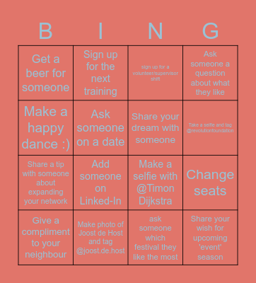 Revolution Foundation Bingo Card