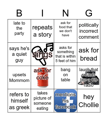 Poppop Bingo Card