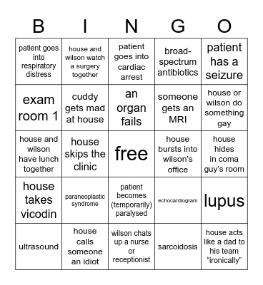 house md bingo Card