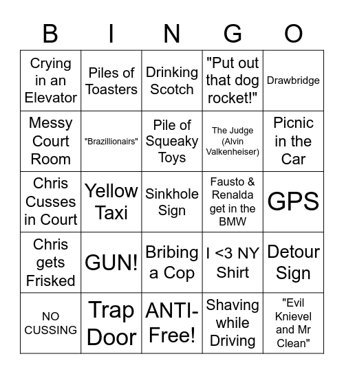 Nothing But Trouble - Round 1 Bingo Card