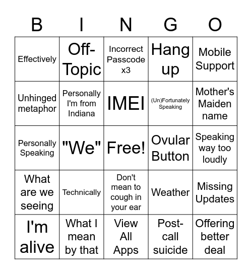 Untitled Bingo Card