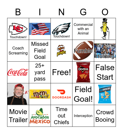 Superbowl Bingo Card