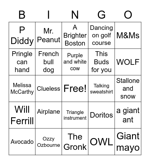 Are you ready to rumble...Superbowl 2023 Bingo Card