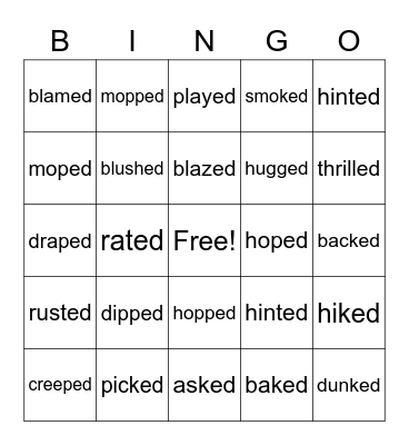 Sounds of -ed Bingo Card
