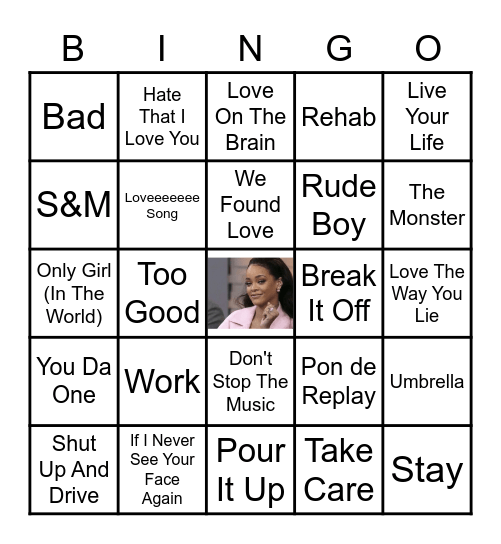 Rihanna Bingo Yo Bingo Card